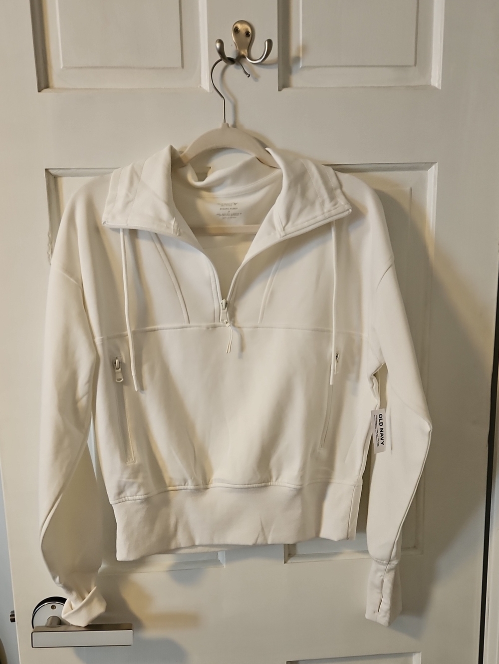 Old Navy Women's White Half-Zip Pullover Sweater
